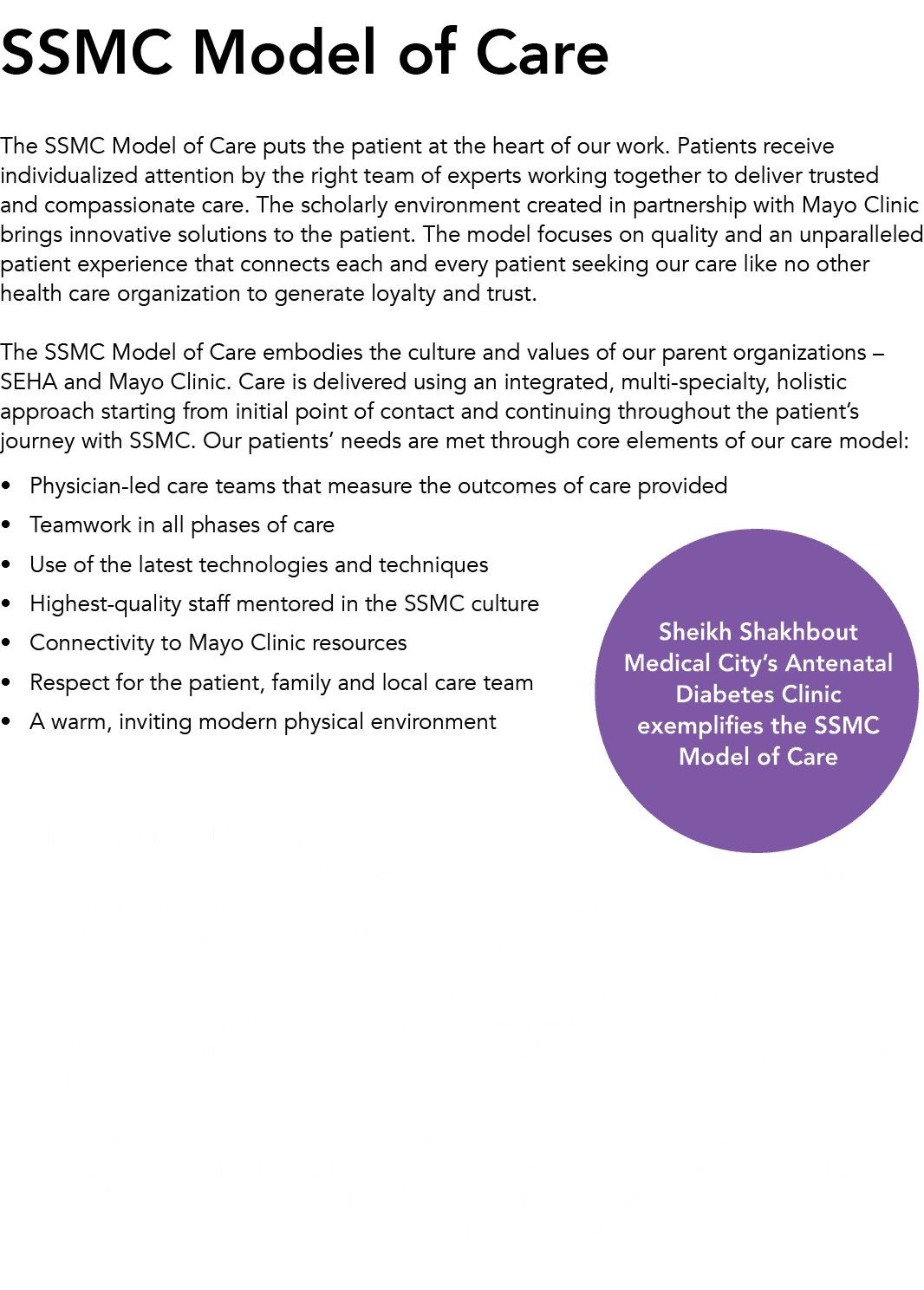 SSMC Model of Care,New Antenatal Diabetes Clinic Sheikh Shakhbout Medical City s Antenatal Diabetes Clinic exemplifie   