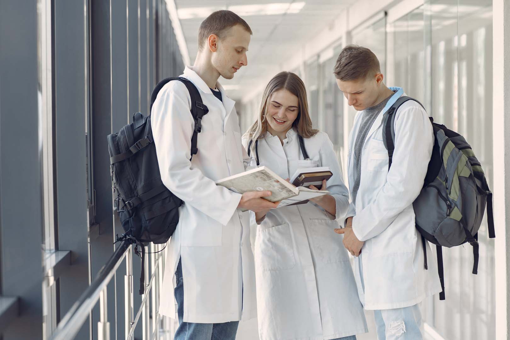 Students with books