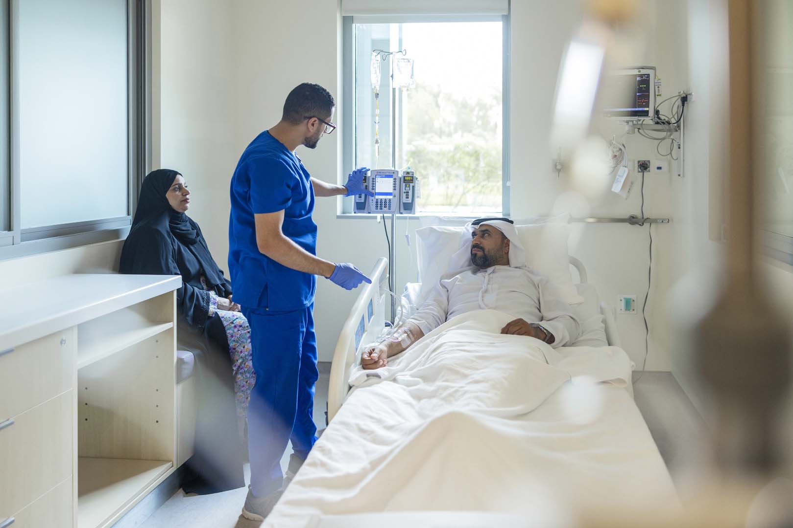 Hospital Room with Patient and Nurse